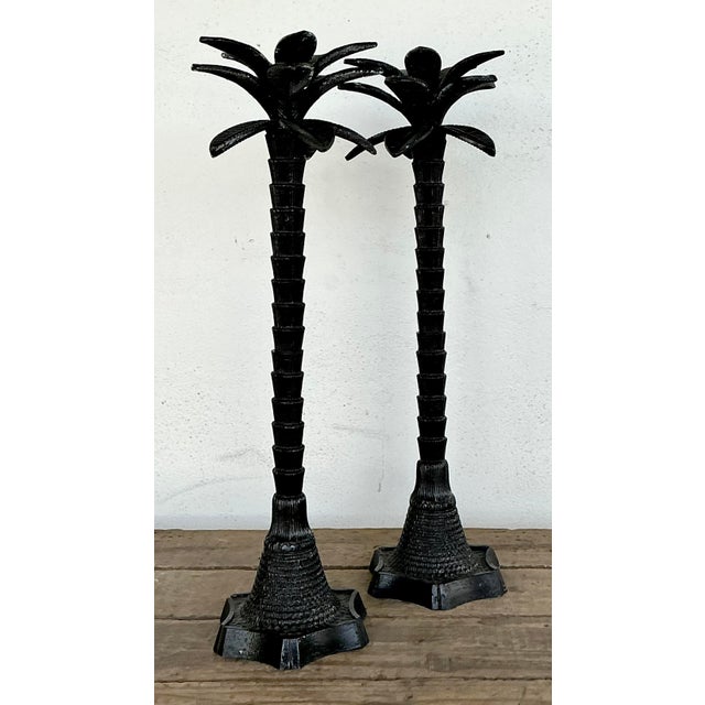 Late 20th Century Vintage Monumental Palm Tree Candlesticks - A Pair For Sale - Image 5 of 12