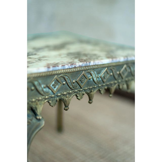 Brass Coffee Table with Marble Top, 1950s For Sale - Image 4 of 7