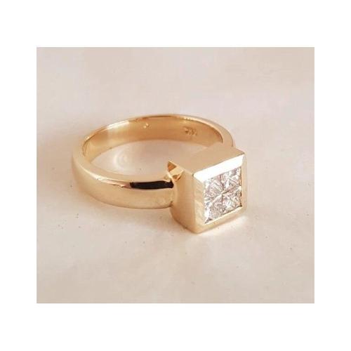 Vintage 14ct Yellow Gold Princess-Cut Diamond Four-Stone Ring, 1960s For Sale - Image 13 of 18