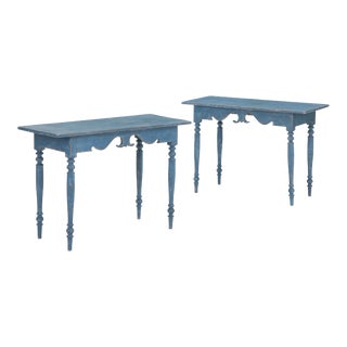 1900s Pair of Painted Swedish Console Tables For Sale