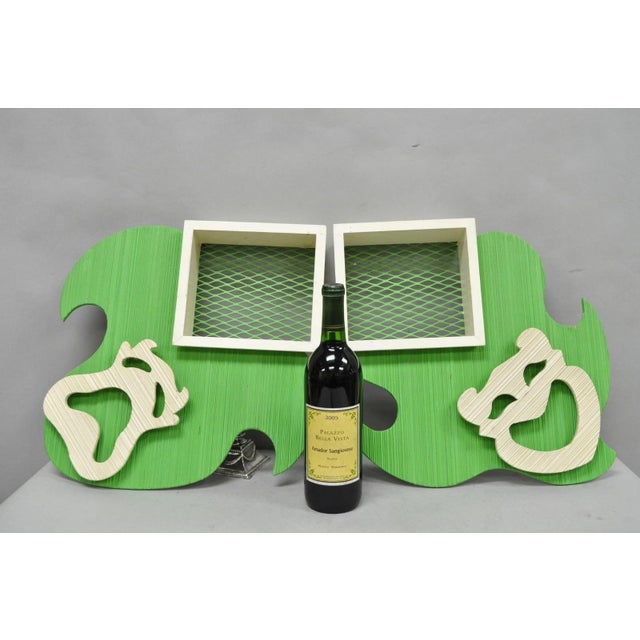 Vintage Mid Century Modern Green Theater Mask Shadowbox Wall Pocket Shelf - a Pair. Circa Mid 20th Century. Measurements:...