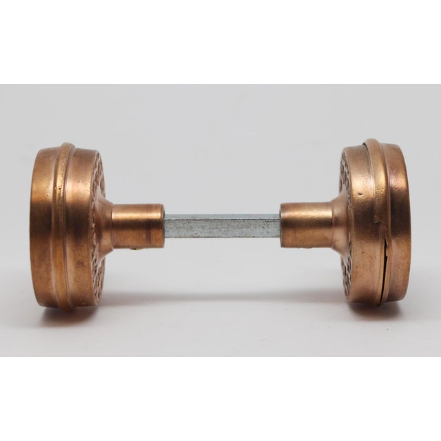Traditional Hollow Basket Weave Brass Royal Door Knobs For Sale - Image 3 of 6