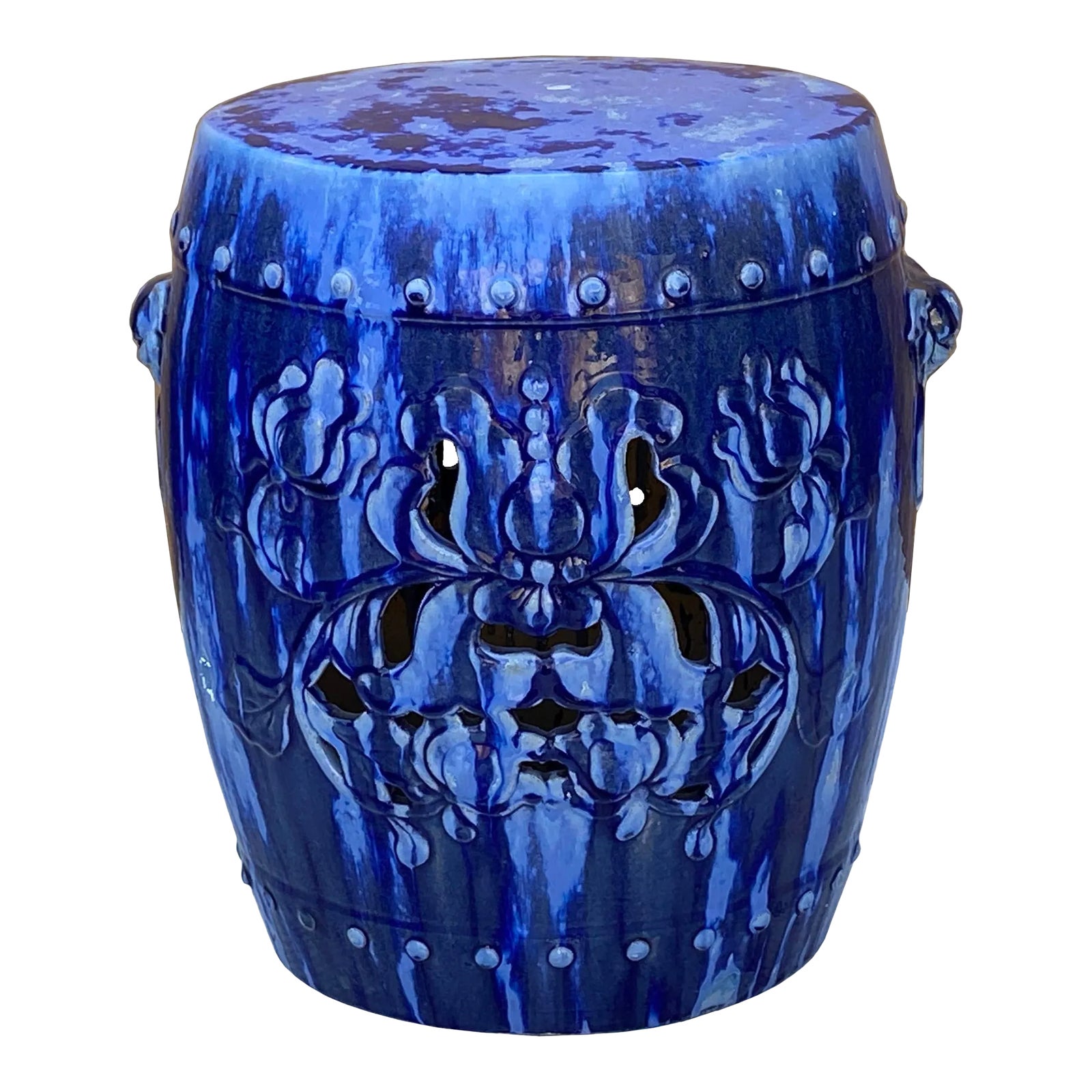 Chinese Mixed Blue Round Lotus Clay Ceramic Garden Stool Table Chairish