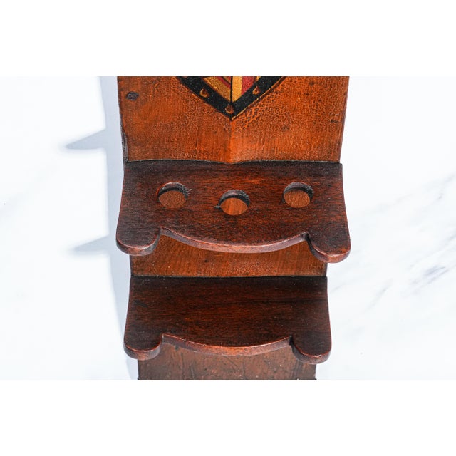 Rare Antique English Clare College Cambridge University Hand Painted Rowing Oar Repurposed Pipe Shelf Rack Tobacciana For Sale - Image 4 of 14