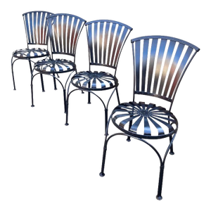 Francois Carre Petite Fan Back Chairs - Set of 4, Attributed