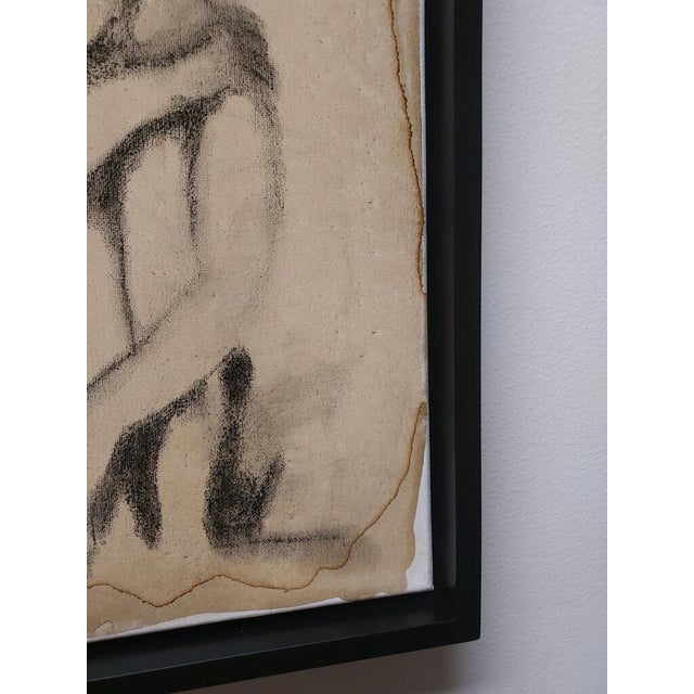 Charcoal Pat Clay "Huddled Woman" Original Charcoal & Coffee Wash on Canvas – 2026 For Sale - Image 8 of 9