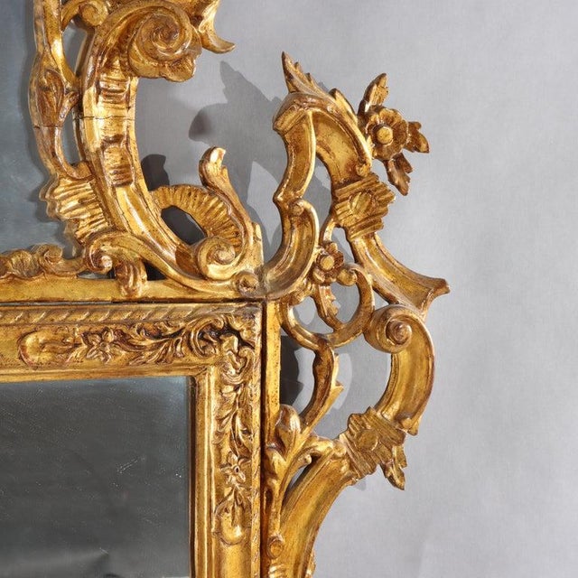 Oversized 58" Antique French Louis XIV Carved Gilt Wood Mirror 19thC For Sale - Image 9 of 12