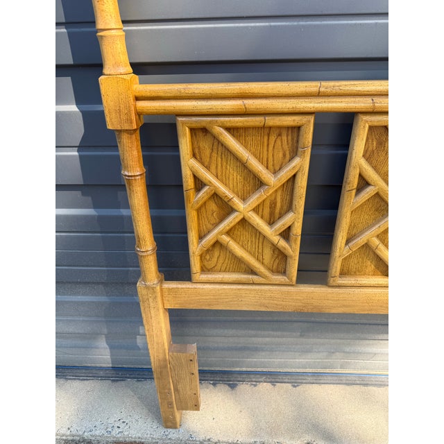 Mid 20th Century Mid 20th Century Chinese Chippendale Faux Bamboo Queen Headboard For Sale - Image 5 of 8