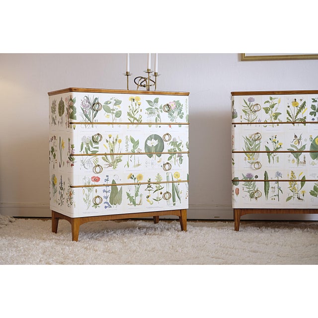 1940s Swedish Modern Nordens Flora Chests in the style of Josef Frank by Cam Lindman, Sweden, 1940s, Set of 2 For Sale - Image 5 of 14