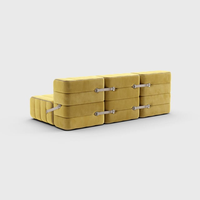 Contemporary Curt Modular Set - Flexible 3-Seater - Barcelona - Cornhusk - V3347/50 (Yellow) by Ambivalenz, Set of 6 For Sale - Image 3 of 5