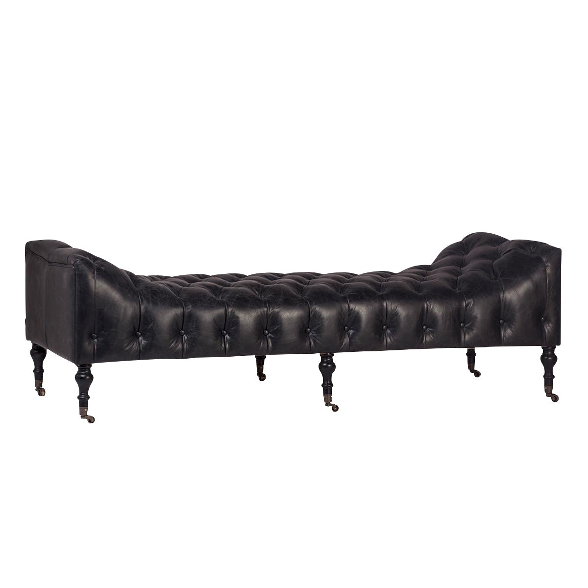Tufted Chesterfield Black Leather Bench Chairish