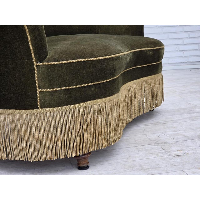 Danish 2-Seater Sofa in Green Furniture Velour, 1960s For Sale - Image 14 of 18