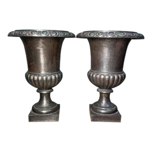 French 19th Century Wrought Iron Urns
