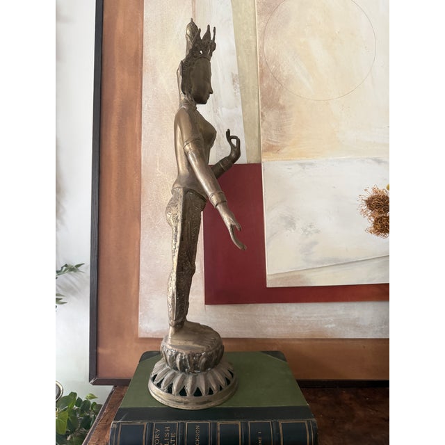 1970s Large Brass Shiva Statue 30” Hindu Deity Sculpture For Sale - Image 5 of 12