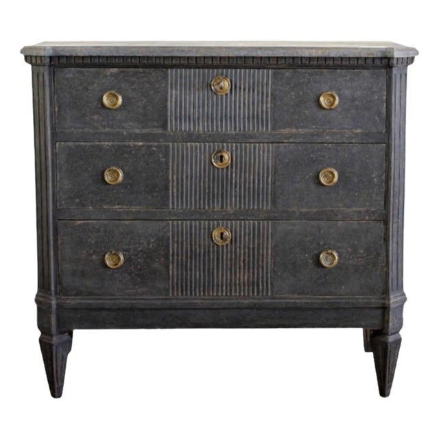 19th Century Ebonized Gustavian Style Commode For Sale