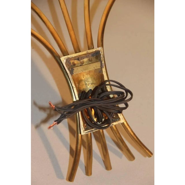 White Large Italian Sconce in Brass & Glass, 1950s For Sale - Image 8 of 9