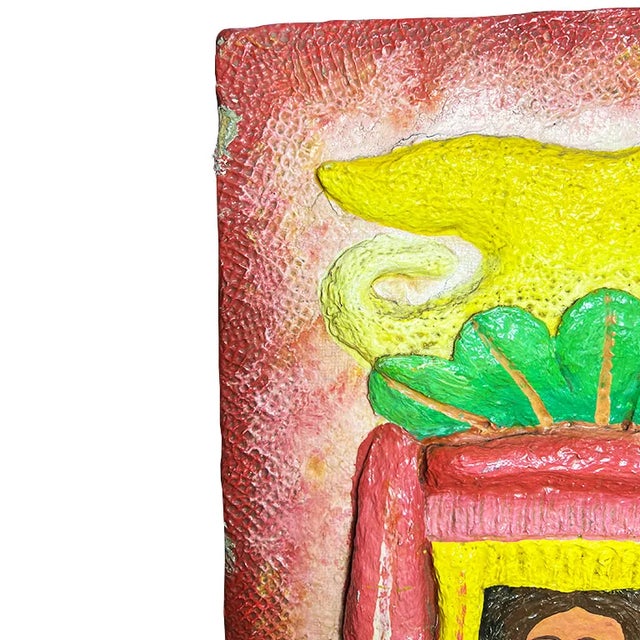 Late 20th Century Late 20th Century Vintage Authentic Hand Painted Mexican Folk Art Hanging Wall Plaque For Sale - Image 5 of 10