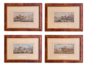 Inglis Sheldon-Williams, Fox Hunting, 1870, Etchings, Framed, Set of 4
