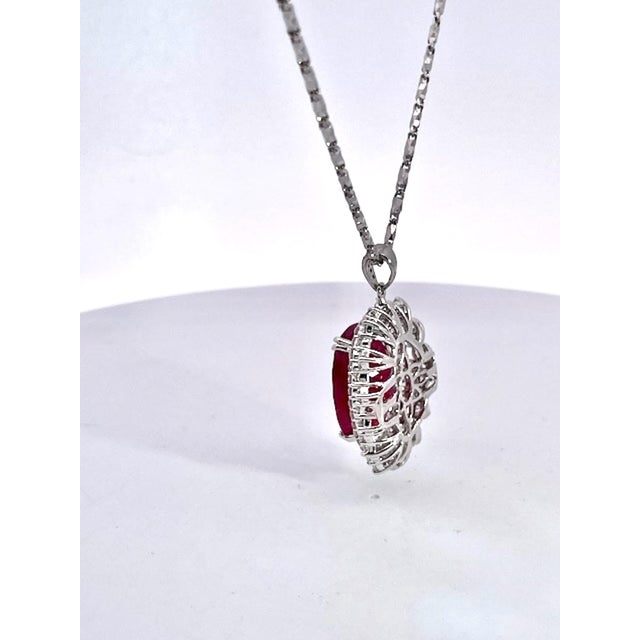 Huge Ruby Faceted 17.59 Carats W/ 2.21 Diamond Surround For Sale - Image 9 of 12