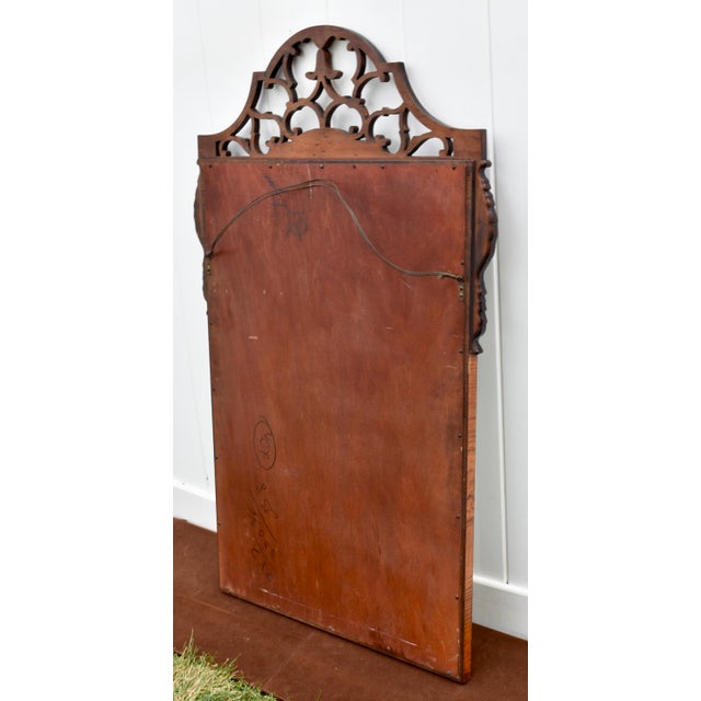 Antique Chippendale Mahogany Fretwork Wall Mirror Gilt Shell Accents For Sale - Image 14 of 15