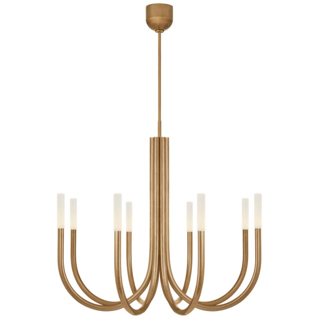 Rousseau Medium Chandelier in Antique-Burnished Brass with Etched Crystal Designer: Kelly Wearstler Fixture Height: 32"...