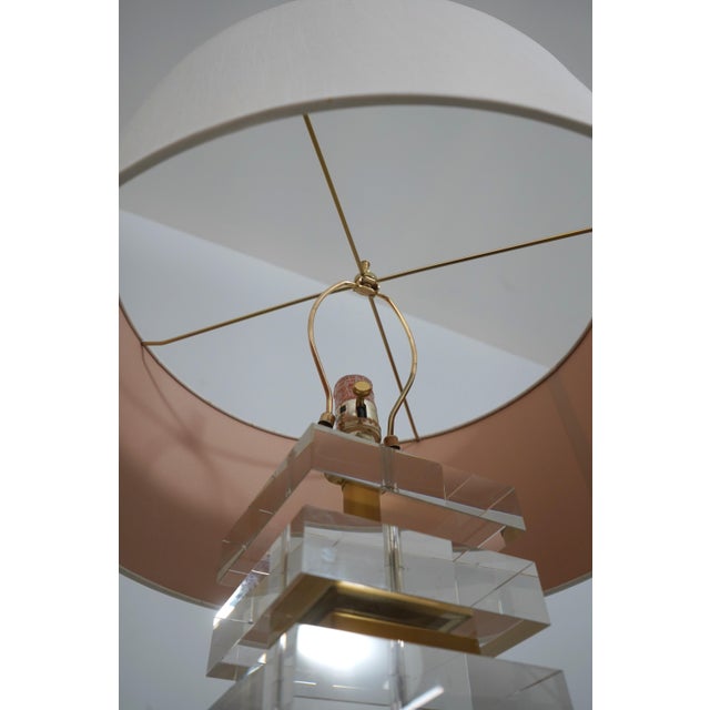 1990s Modern Design Glass and Brass Decorator Table Lamps - a Pair For Sale - Image 9 of 10