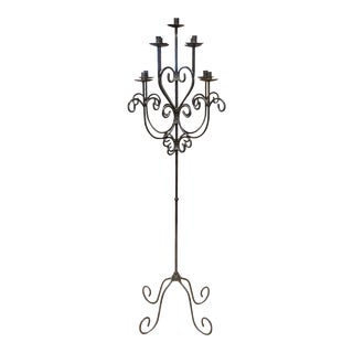 Black Wrought Iron Gothic Free Standing Candelabra For Sale