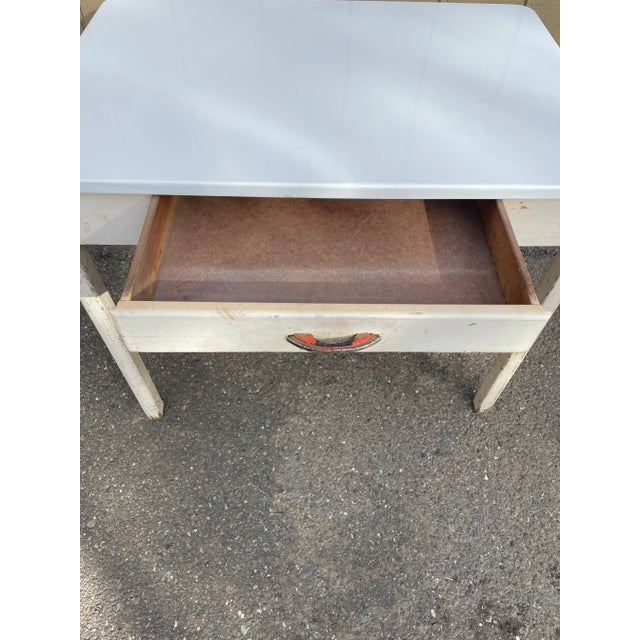 White Enamel Kitchen Table For Sale - Image 6 of 9