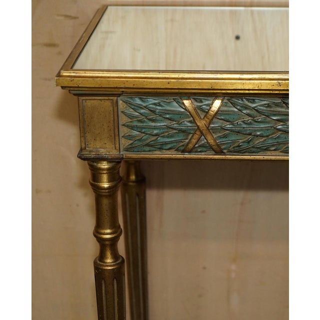 Vintage Italian Carved Console Table with Glass Mirrored Top For Sale - Image 3 of 17
