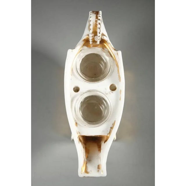 19th-Century Shell-Shaped White Porcelain Inkwell For Sale - Image 6 of 9