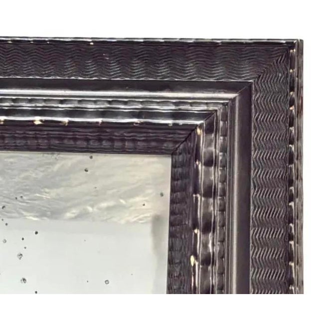 Monumental Dutch Baroque Mirror With Ebonized Ripple Carved Wood Frame For Sale - Image 4 of 8