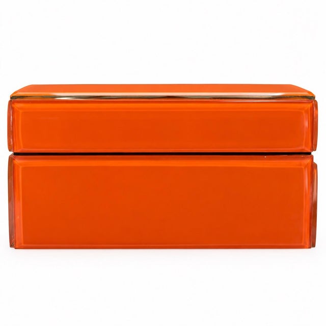 Equestrian Horse Bits Hermes Style Orange Glossy Glass Decorative Box For Sale In Chicago - Image 6 of 7