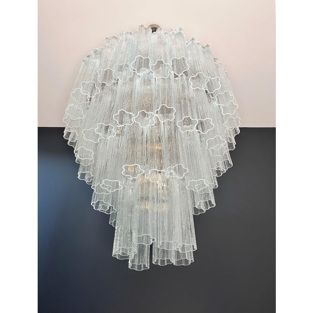 Glass Large Vintage Clear Murano Glass Tiered Chandelier, 1990s For Sale - Image 7 of 16