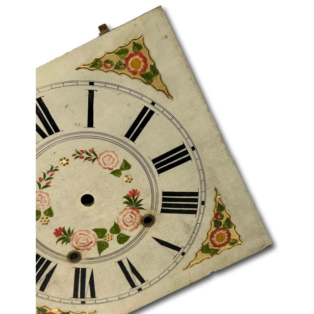 Antique Early 19th Century American Hand Painted Wood Clock Dial From Pillar & Scroll Type Shelf Clock For Sale In Boston - Image 6 of 12