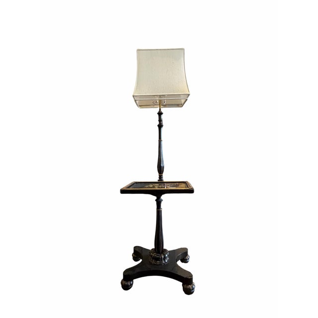 This striking pair of vintage Chinoiserie floor lamps beautifully blends Hollywood Regency flair with functional elegance,...