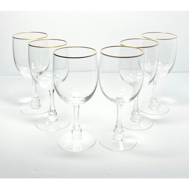 Mid-Century Modern 1960s Fostoria “Classic Gold” Set of 6 Water Glasses For Sale - Image 3 of 6