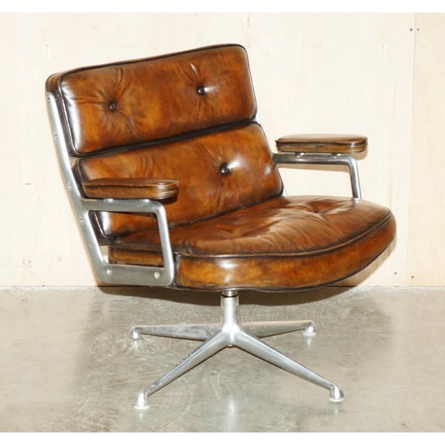 Mid-Century Modern 1960s Herman Miller Eames Time Life Lobby Chair in Brown Leather For Sale - Image 3 of 17