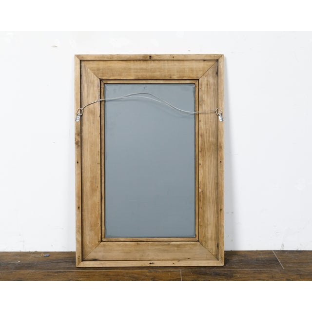 Midcentury French Bleached Walnut Mirror with Beveled Frame For Sale - Image 9 of 9