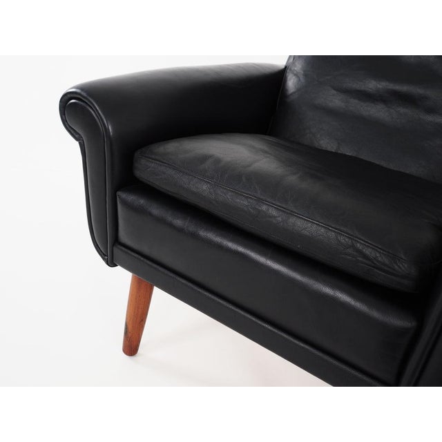 Danish Black Leather Armchair, 1970s For Sale - Image 17 of 18