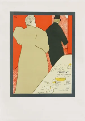 1946 Swiss Poster, L'Argent, Toulouse Lautrec, Les Editions Holbein