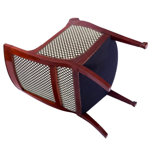 19th Century Empire Carved Mahogany & Cut Velvet Upholstered Bergere For Sale - Image 4 of 7