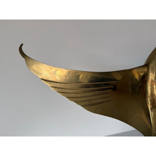 1980s 1980s Art Deco Style Brass Bird Sculpture on Black Marble Base For Sale - Image 5 of 12