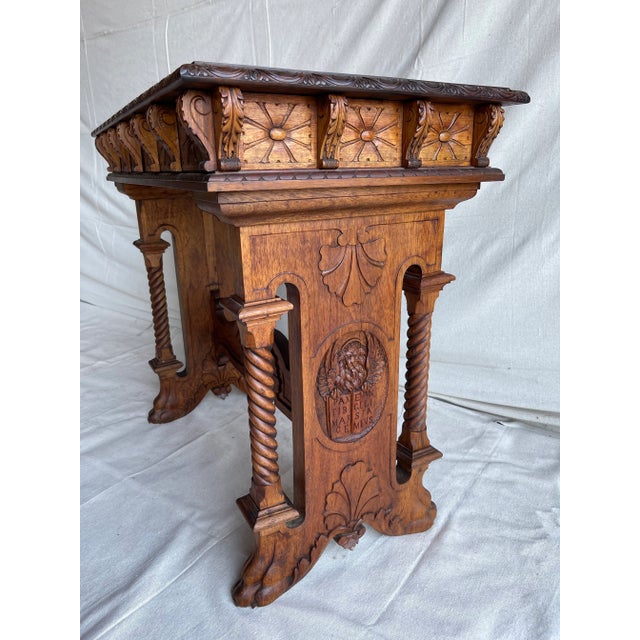 19th Century 19th Century Italian Renaissance Revival Walnut Console Table For Sale - Image 5 of 13