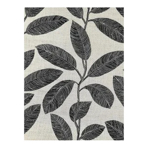 Thibaut Komodo Leaves Linen Blend Fabric 4 1/2 Yards in Black and Flax