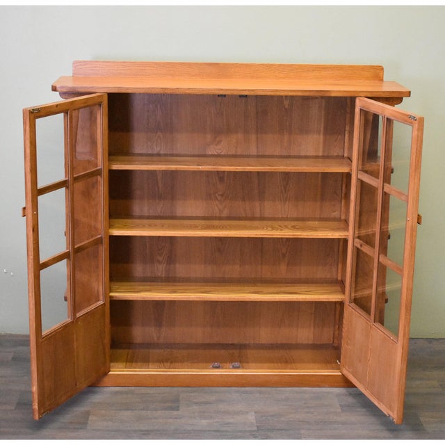Mission Double Door Bookcase With Side Shelves - Michael's Cherry For Sale - Image 4 of 9