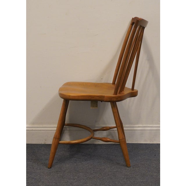 Wood High End Vintage Solid Hard Rock Maple Colonial Early American Fiddleback Duxbury Dining Side Chair 620-911 For Sale - Image 7 of 10