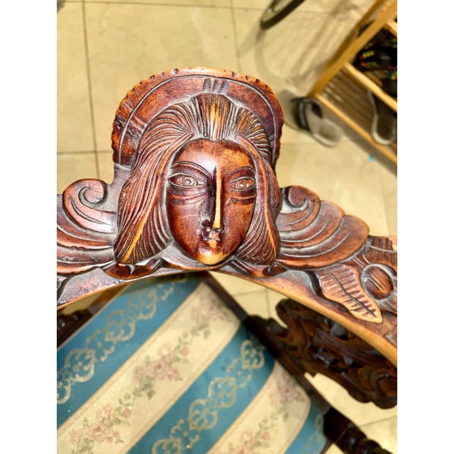 Late 20th Century Renaissance Style Walnut Corner Chair For Sale - Image 10 of 12