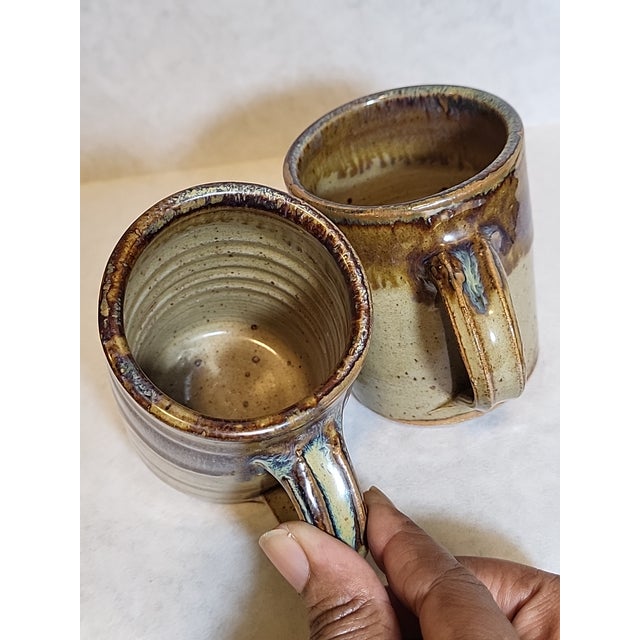 1970s Pair of Art Studio Pottery Mugs For Sale - Image 4 of 7