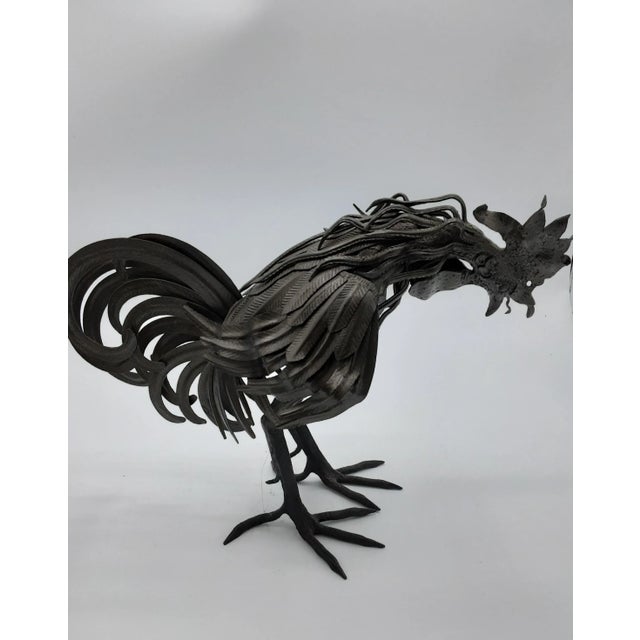 Metal Set of 2 Vintage 20th Century Sheet Metal Rooster Figurines For Sale - Image 7 of 8