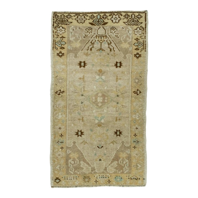 Turkish Mini Rug Oriental Hand Knotted Vintage Rug 1'7" x 2'10" #16461 For Sale